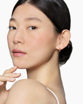 Petite Pavé Huggie Hoop Earrings in 18K Yellow Gold with Rubies, 12mm